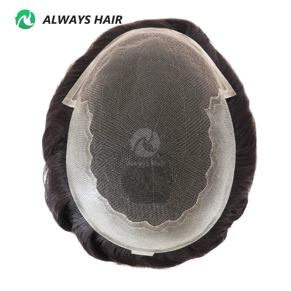 Alwayshair-DUAR Q6 Hair System Invisible Hairline Men Toupee Lace & PU Natural Indian Hair Prosthesis 130 Hair Patch for Man Wig