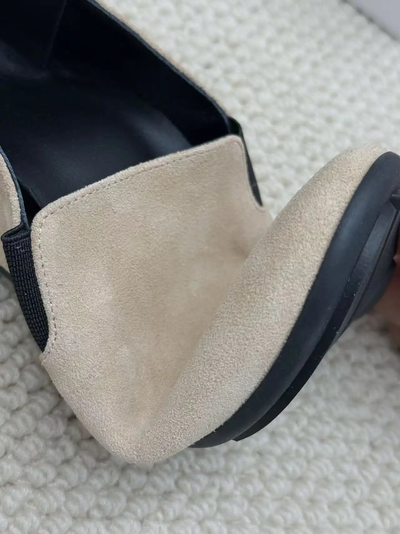 L2517  Slip-On Rubber Sole Loafers Old Money Casual Style Susde Genuine Leather Solid Shoes For Women 2025 New Spring