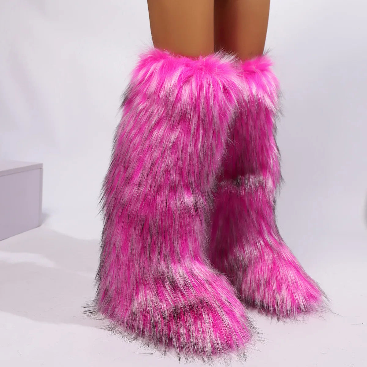 Real raccoon fur boots for women in winter, real fur fox snow boots for women in winter
