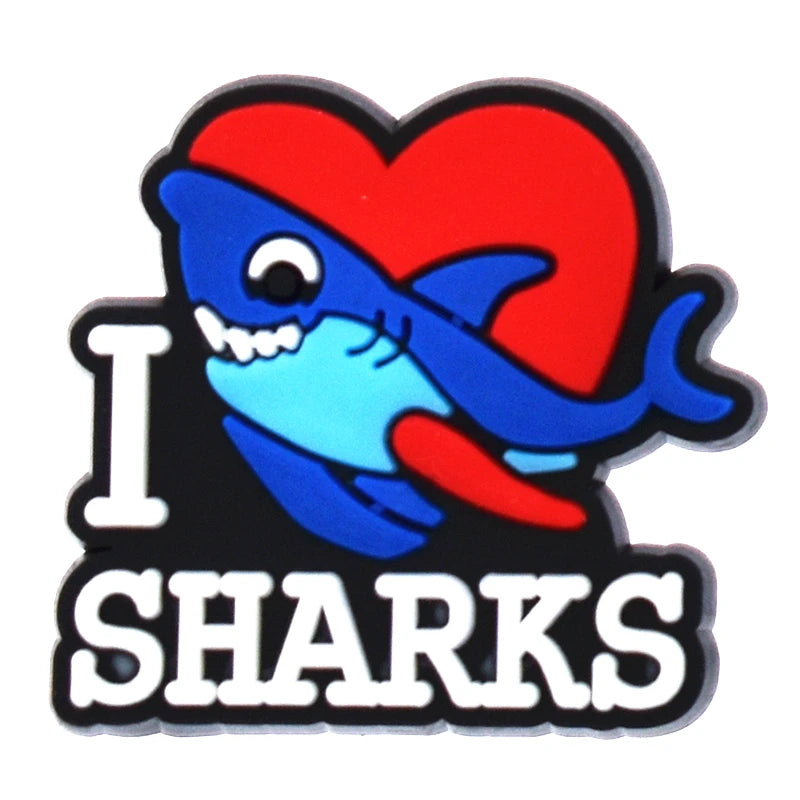 Lovely 1PCS Cartoon Shoe Charms Shark Icon Garden Shoe Accessories For Kids Party Gifts Boys Wristband Animal Button DIY