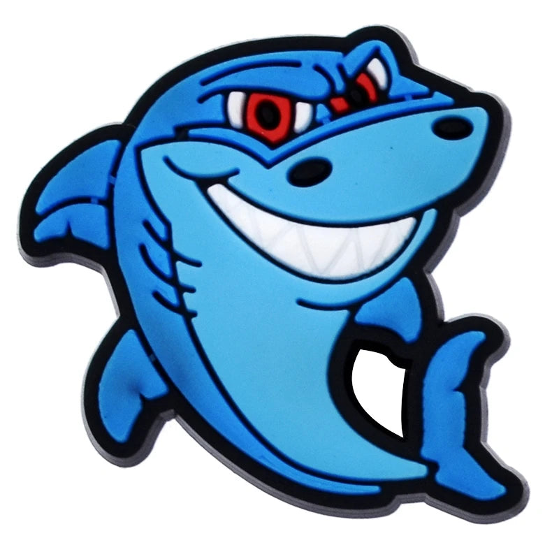 Lovely 1PCS Cartoon Shoe Charms Shark Icon Garden Shoe Accessories For Kids Party Gifts Boys Wristband Animal Button DIY
