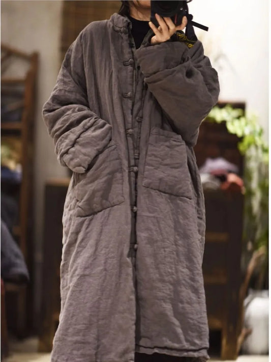 Women Winter Padded Long coat Parkas Ladies Vintage Topcoat Female 2024 Stand Collar Parkas