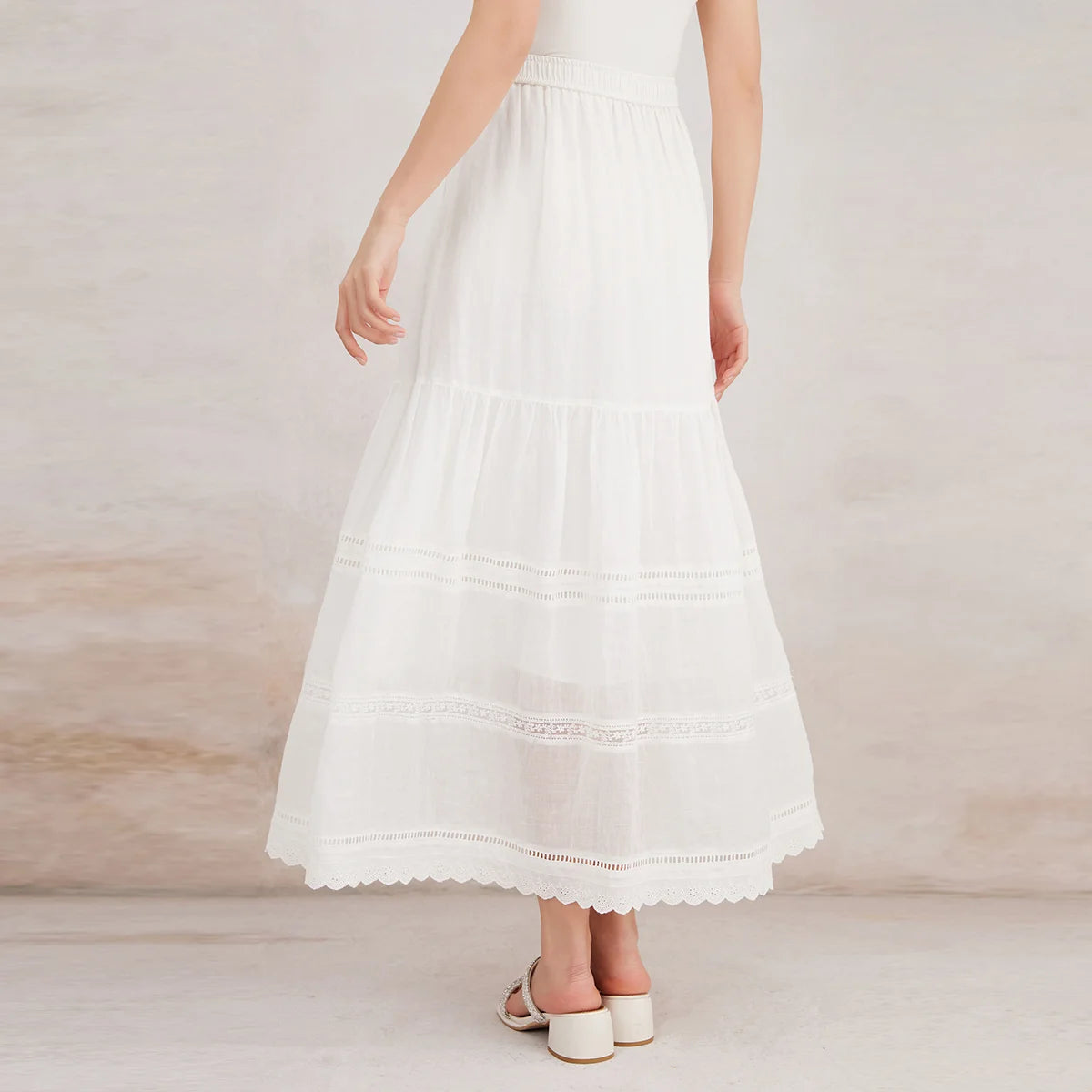 K3093W 100% Ramie Half Skirt High Quality Luxury Women's Clothing Spring Summer Hollow out  long skirts