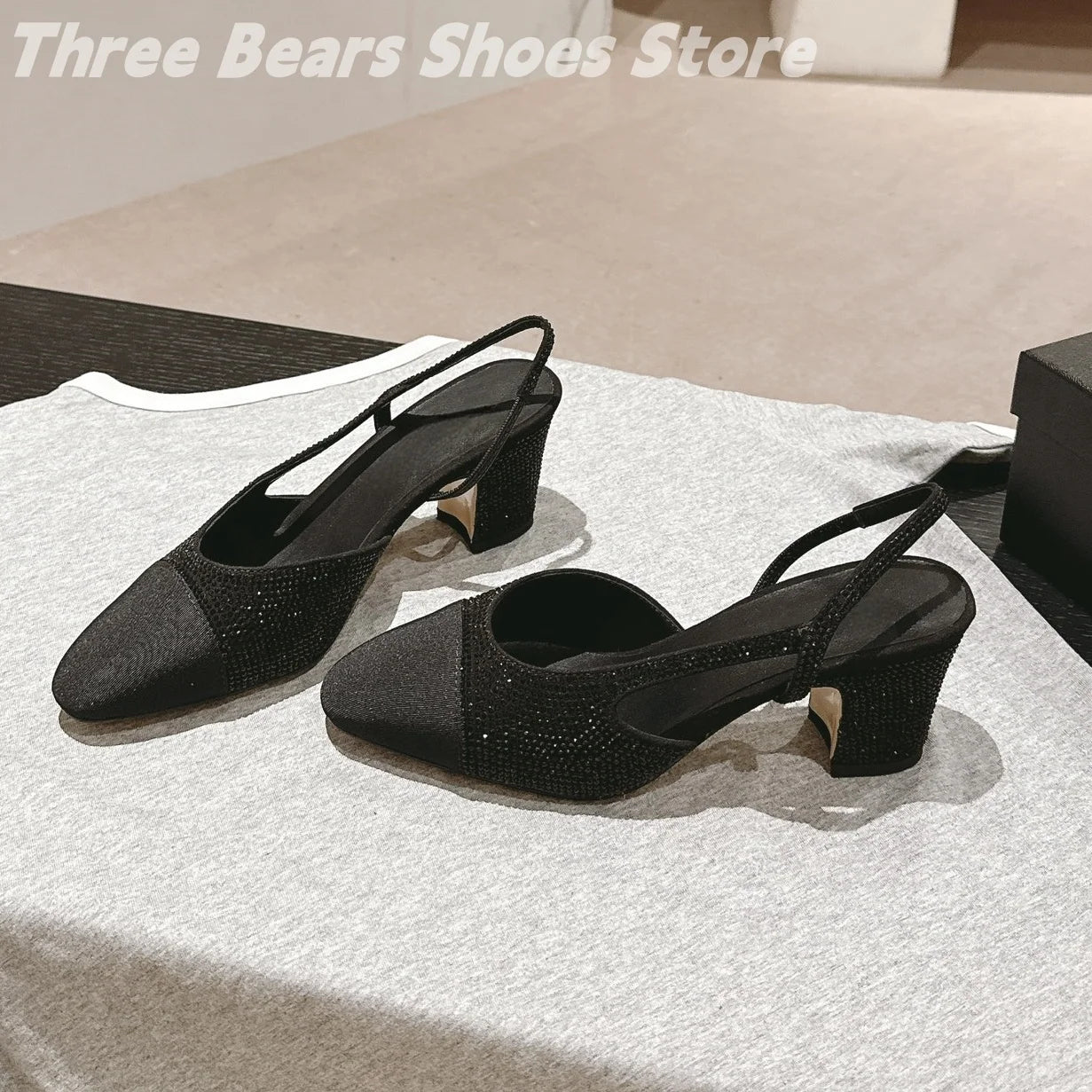 Crystal Mixed Colors Almond Shaped Toes Sling Back Zapatos Mujer Sheepskin Shallow Stiletto Heels Slip-on Woman Sandals 34-42