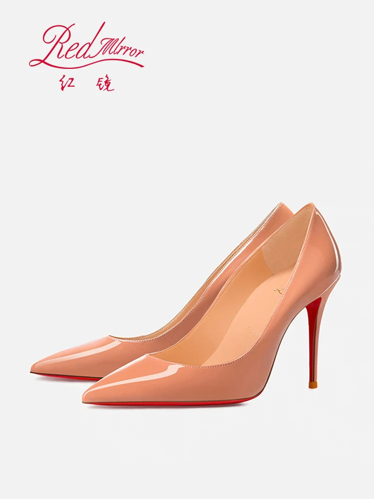 Black red soled high heels for women in 2024, new professional style versatile pointed shallow mouth sexy slim heel shoes