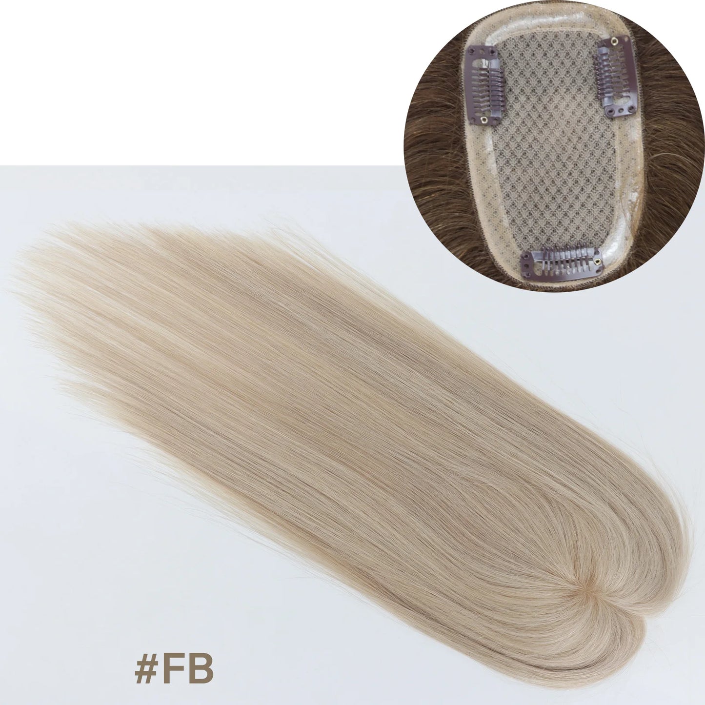 8x12cm Human Hair Topper Silk Top Remy European Hair Full Hand Made Silk Base Soft Breathable with Clips in Various Color Choice