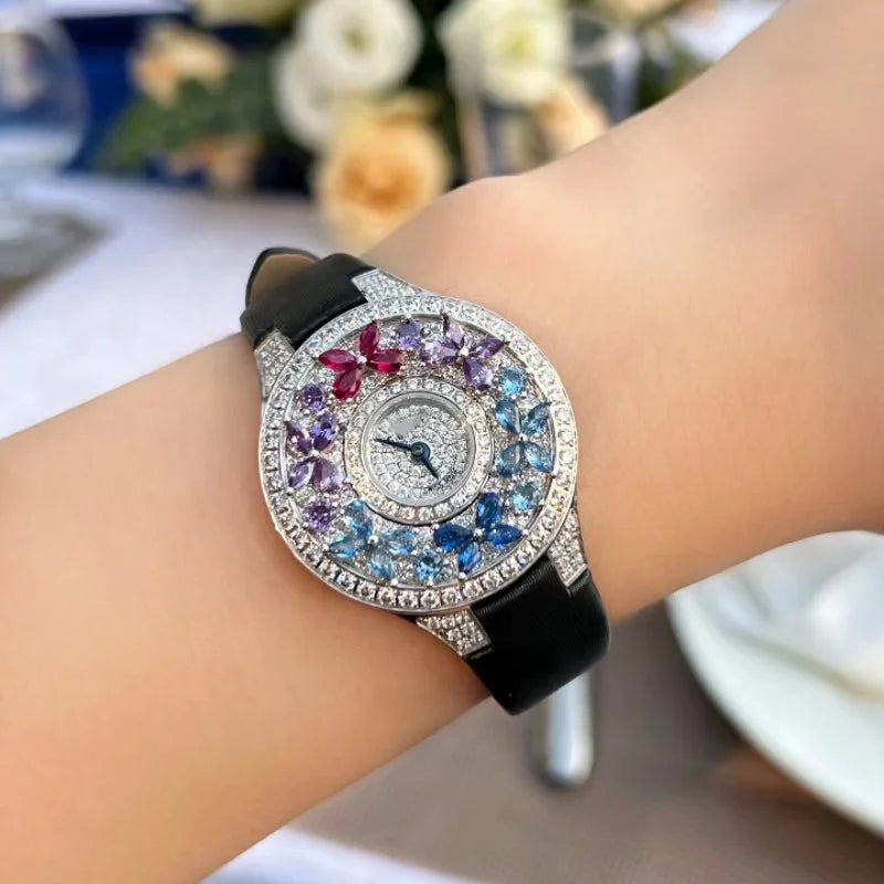 Luxury Colorful Women's Watch Quality Jewel Wristwatch Bracelet Elegant Timepiece for Ladies Luxury Brands Quartz Watches clock