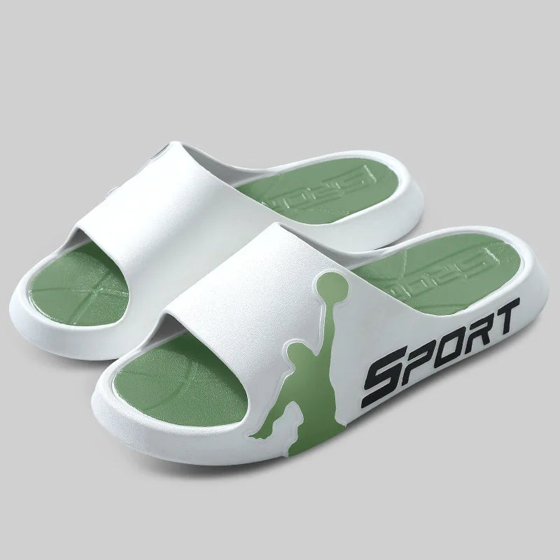 Feslishoet Women Letter Slippers Beach Slides Solid Color Mens Thick Sole Indoor Bathroom Anti Slip Shoes Summer Couple Sandals