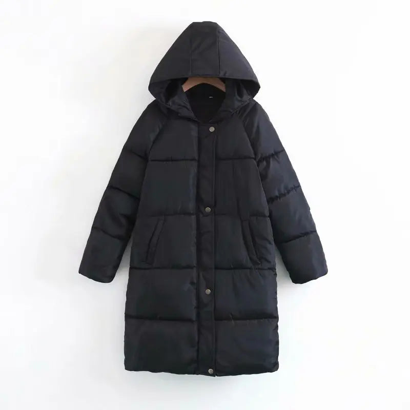 Winter Medium long Padded Coat Thickened And Widened Over The Knee Hooded Padded Coat Bread Coat Ladies Coat