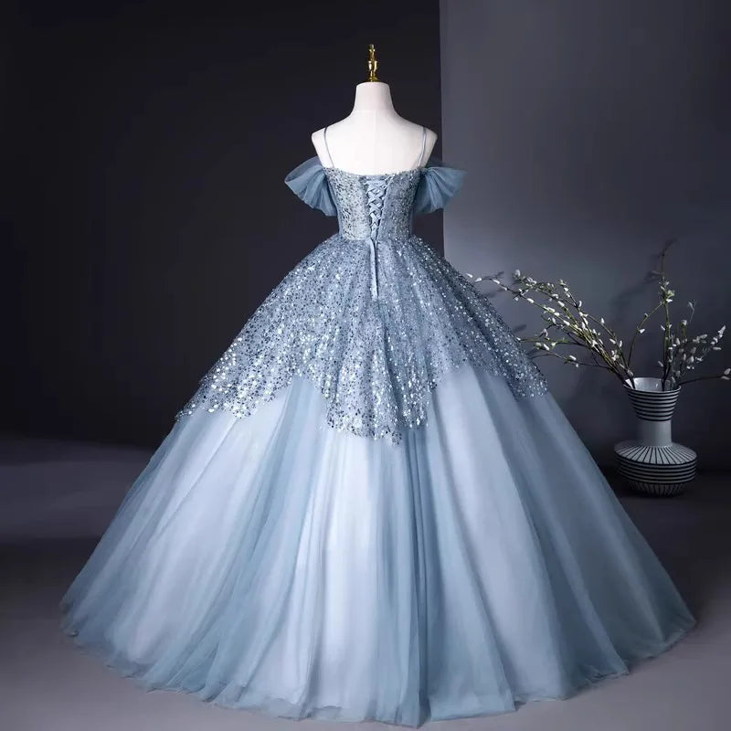 2025 Summer New Women's One Shoulder Sparkling Evening Dress Fashion Annual Meeting Host Long Style Colorful Yarn Dress