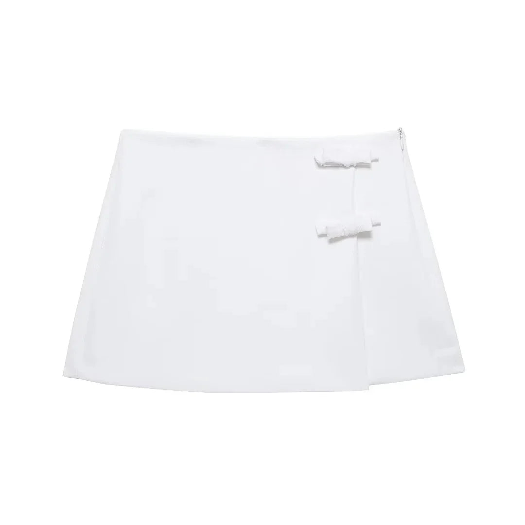 2025 Y2K Asymmetric Cyber Pink Low-Rise Skirt  Bralette Combo Fade-Resistant Streetwear + Crystal White Version