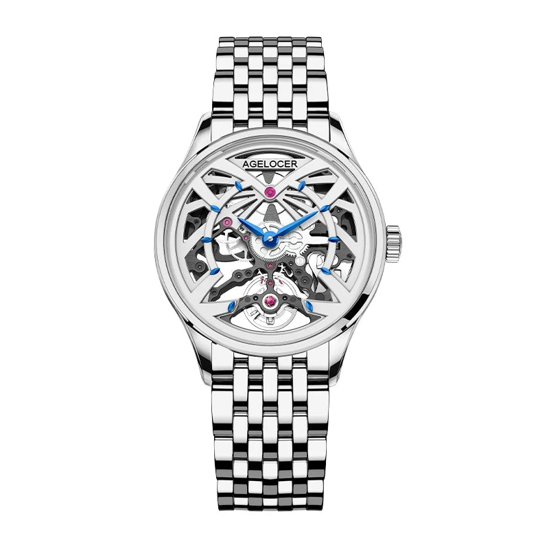 AGELOCER Original Schwarzwald Watch Women's Business Luxury Watch Skeleton Automatic Mechanical Watch Birthday Gift for Women