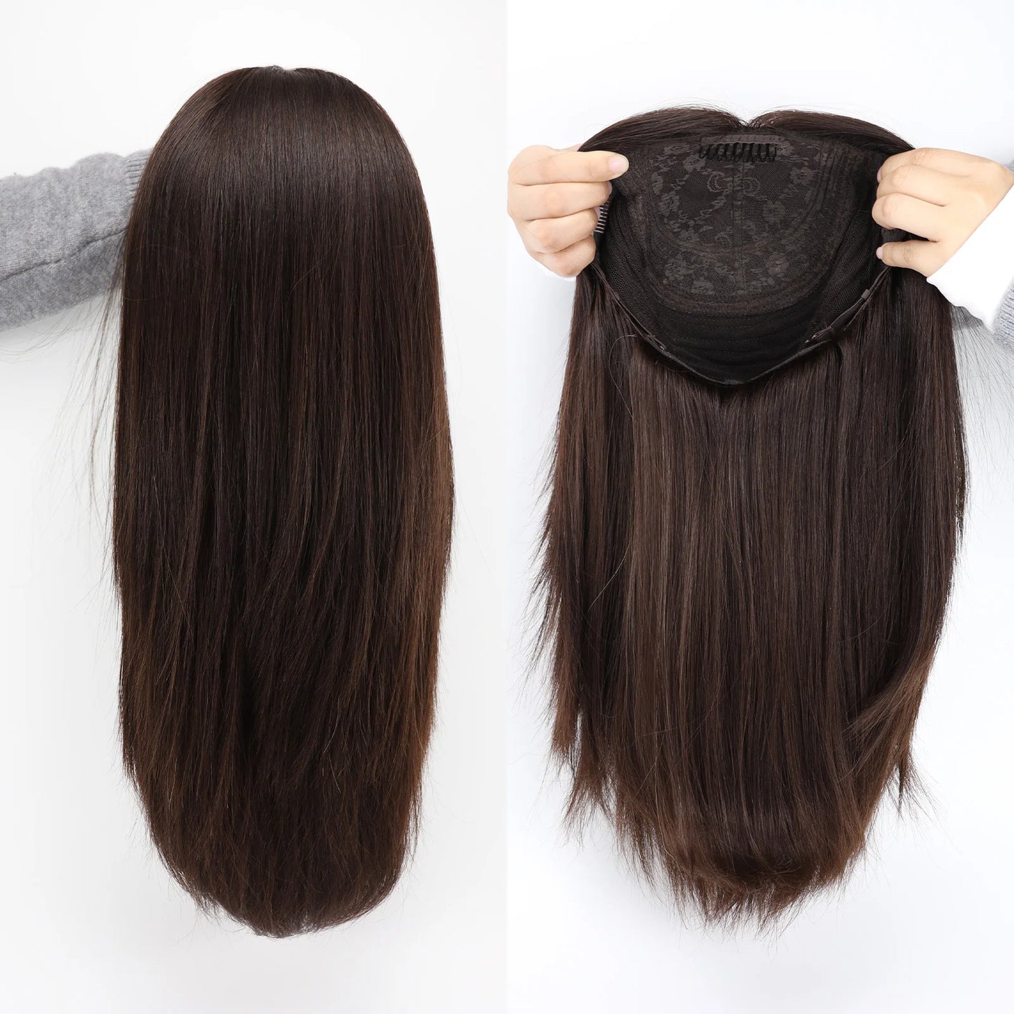 Kosher Wig Real Unprocessed Virgin Human Hair Silk Base Soft Breathable Jewish Wig Sheitel with Clips in Layered for Women