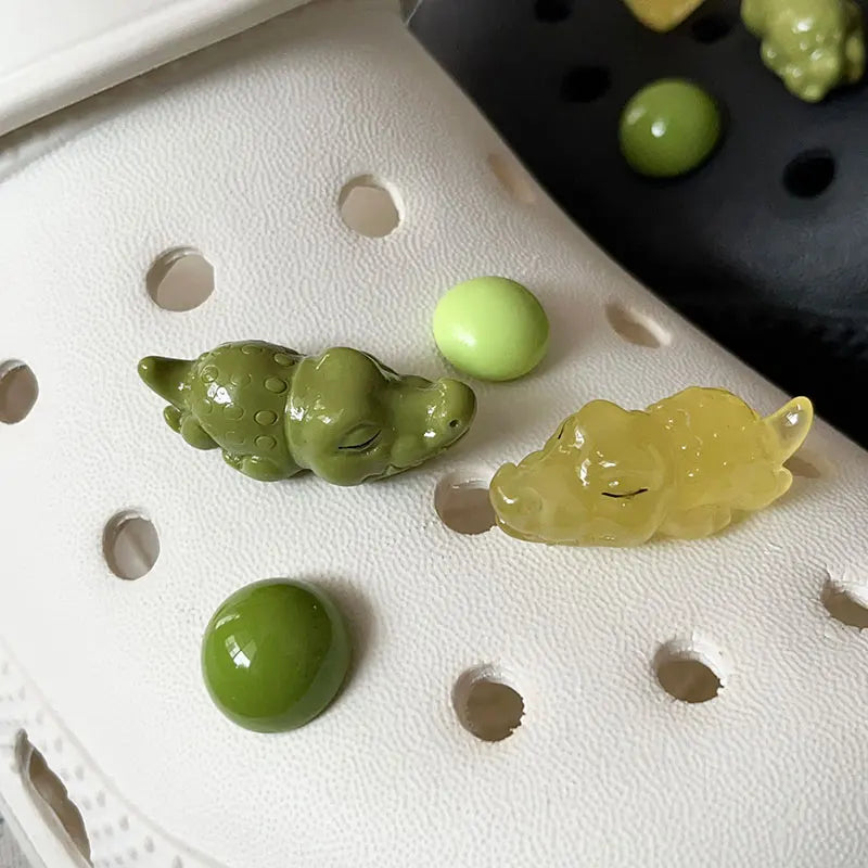 Cute Marine Animal Sleep Crocodile Noctilucent Shoe Charms for Crocs Decorations Garden Sandals Clogs Pins Slipper Accessories