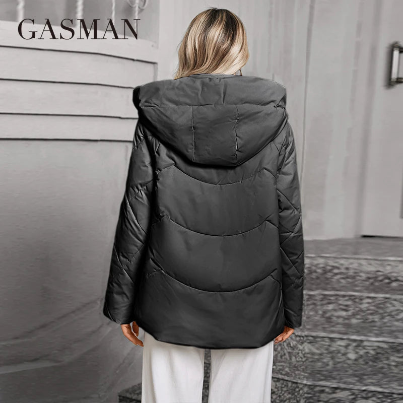 GASMAN 2024 Winter Down Jacket Collection Fashion Solid Stand-up collar Women Coats Elegance Hooded Women's jackets 83278