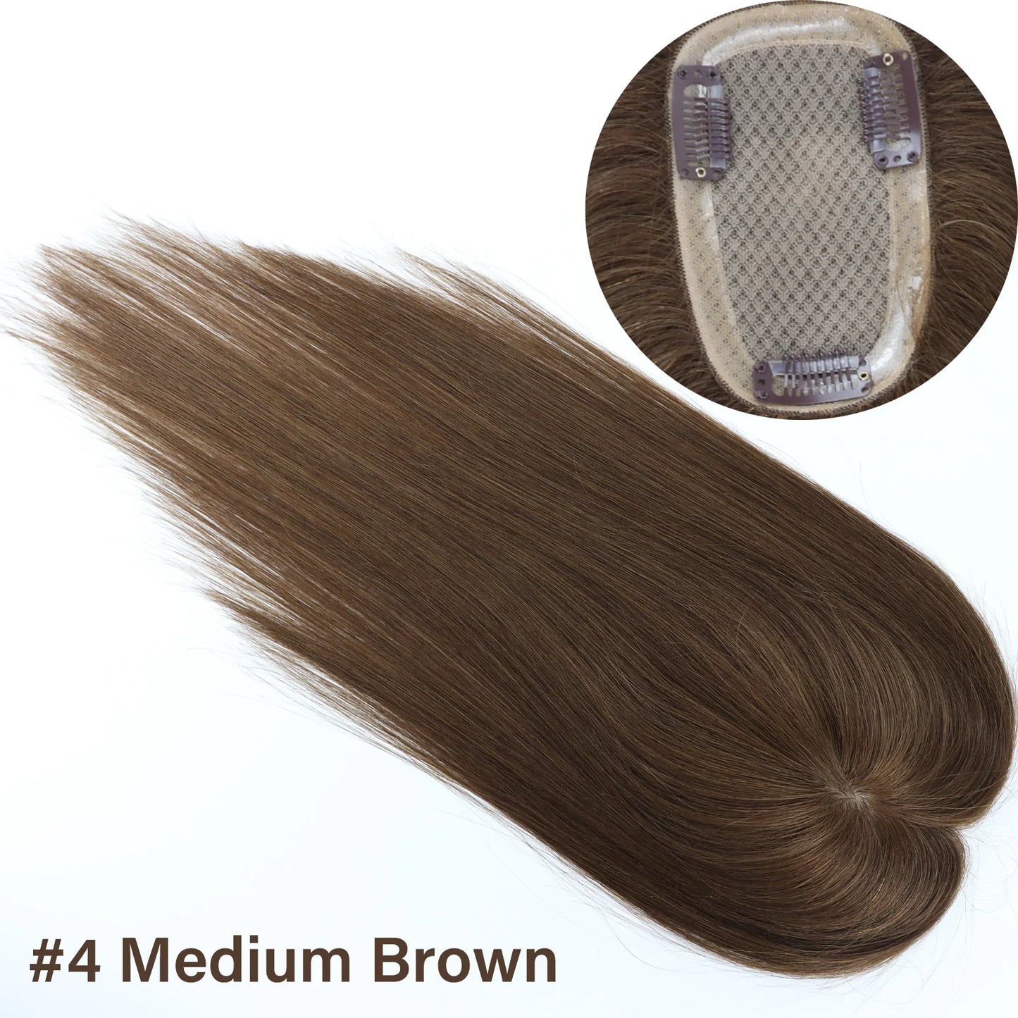 8x12cm Human Hair Topper Silk Top Remy European Hair Full Hand Made Silk Base Soft Breathable with Clips in Various Color Choice