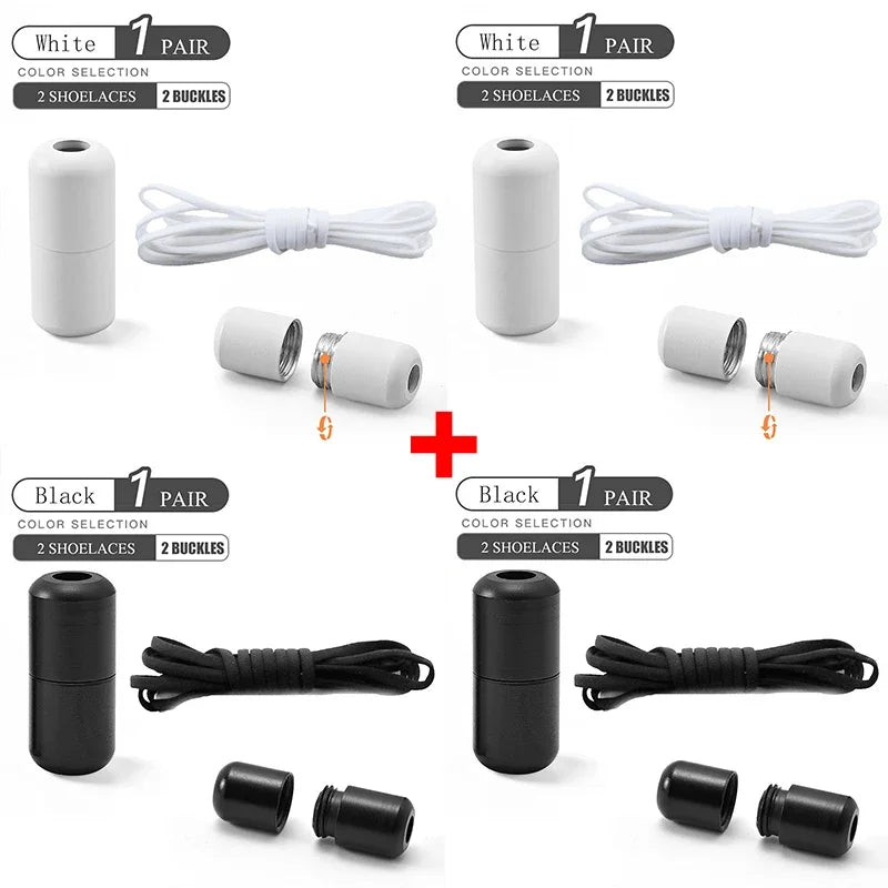 Elastic No Tie Shoelaces Semicircle Shoe Laces For Kids and Adult Sneakers Shoelace Quick Lazy Metal Lock Laces Shoe Strings