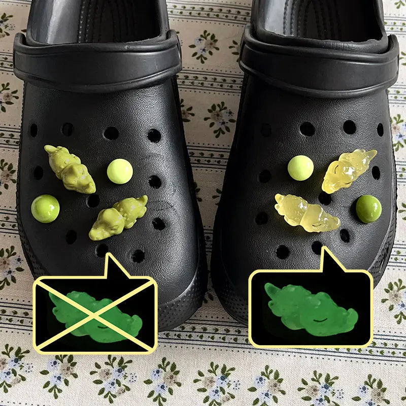 Cute Marine Animal Sleep Crocodile Noctilucent Shoe Charms for Crocs Decorations Garden Sandals Clogs Pins Slipper Accessories