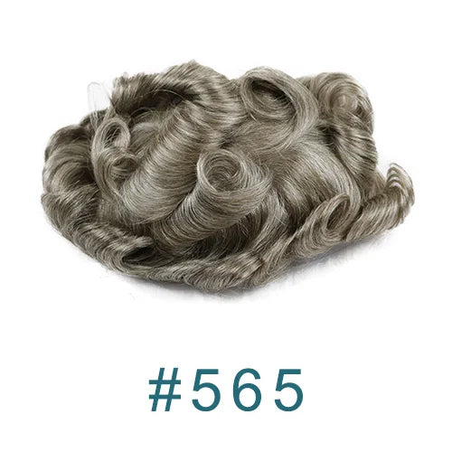 80%Density 0.02mm HD Poly Thin Skin Grey 220# 610# Invisible Natural Hairline Blonde Men Toupee Full Vioop Human Hair Prosthesis