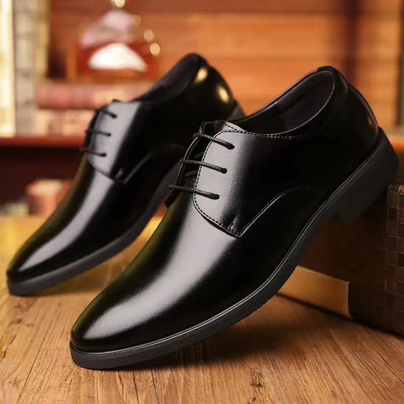 Spring Autumn Mens Work Shoes Heightening Single Men Shoes  British Casual Business Formal Leather Shoes Quality Casual Footwear