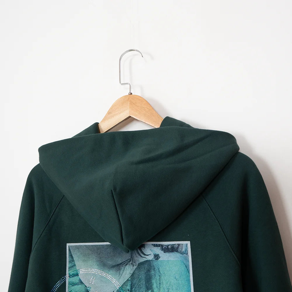 Z5W099 New Winter Niche Women's Hooded Sweatshirt Photo Graphic Print Letter Hot Diamond