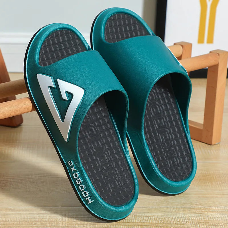 Feslishoet Women Letter Slippers Beach Slides Solid Color Mens Thick Sole Indoor Bathroom Anti Slip Shoes Summer Couple Sandals