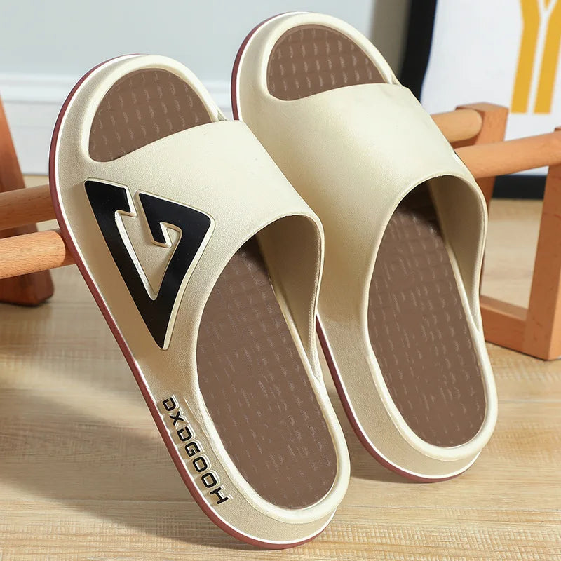 Feslishoet Women Letter Slippers Beach Slides Solid Color Mens Thick Sole Indoor Bathroom Anti Slip Shoes Summer Couple Sandals