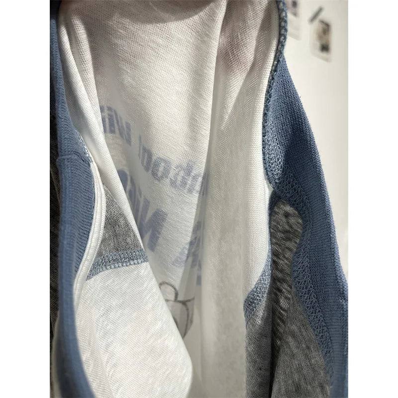 Summer Lightweight Long Sve T-irt Women's Snowflake Cotton Printed Casual Loose Fit round Ne Cartoon Design Top