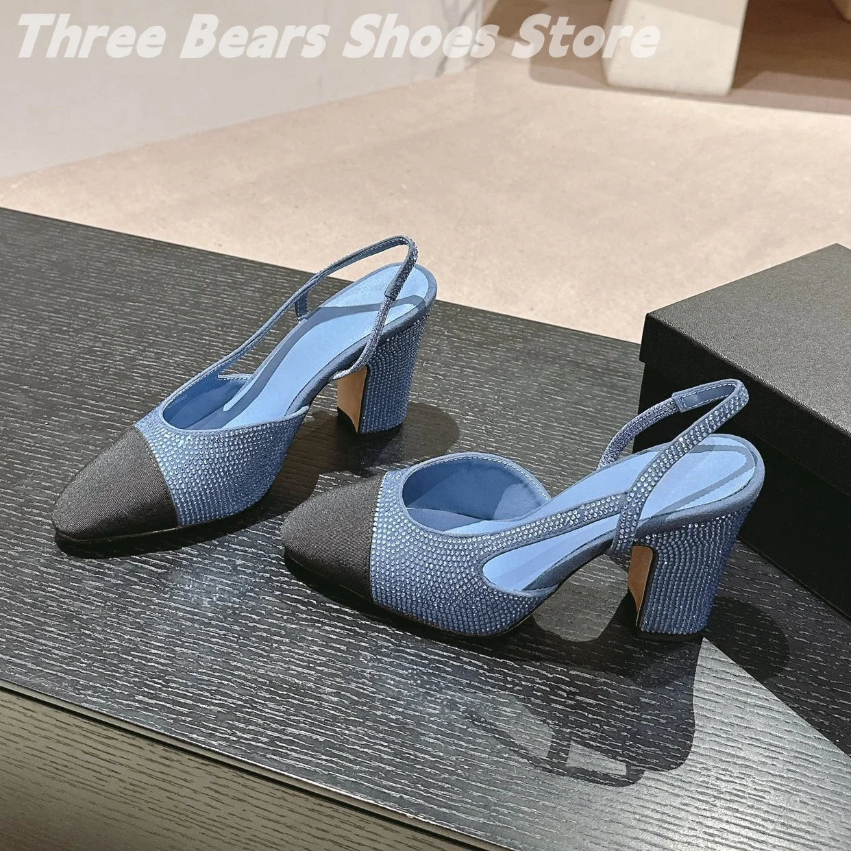 Crystal Mixed Colors Almond Shaped Toes Sling Back Zapatos Mujer Sheepskin Shallow Stiletto Heels Slip-on Woman Sandals 34-42
