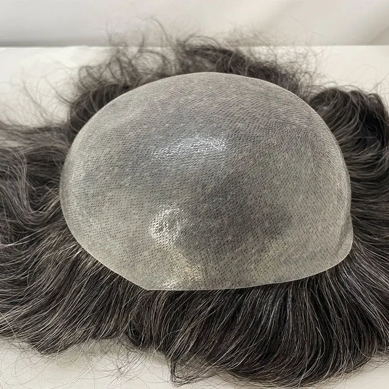 12 Inch Ultra Thin Skin Men Toupee Long V-loop Full PU Hair Replacement System For Men Wigs 10''x8'' Base 1B/40 Color