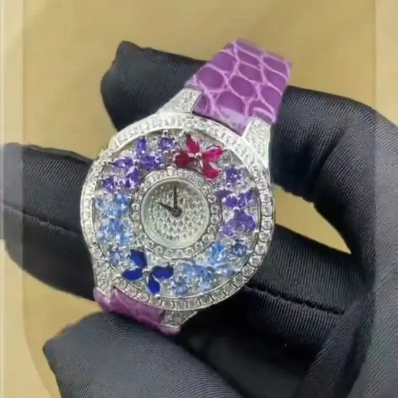 Luxury Colorful Women's Watch Quality Jewel Wristwatch Bracelet Elegant Timepiece for Ladies Luxury Brands Quartz Watches clock
