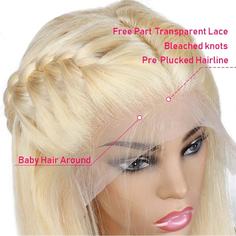 Silk Top Full Lace Wig Human Hair Light Blonde #613 Body Wave Remy Peruvian Hair Soft Silk Base Pre Plucked for Women
