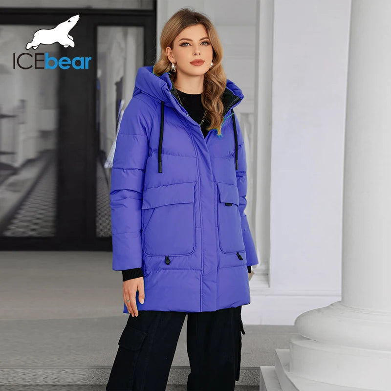 ICEbear Women's Padded Jacket New Winter 2024 with Hooded Zipper Stylish Warm Jacket Women's Jacket GWD3781I
