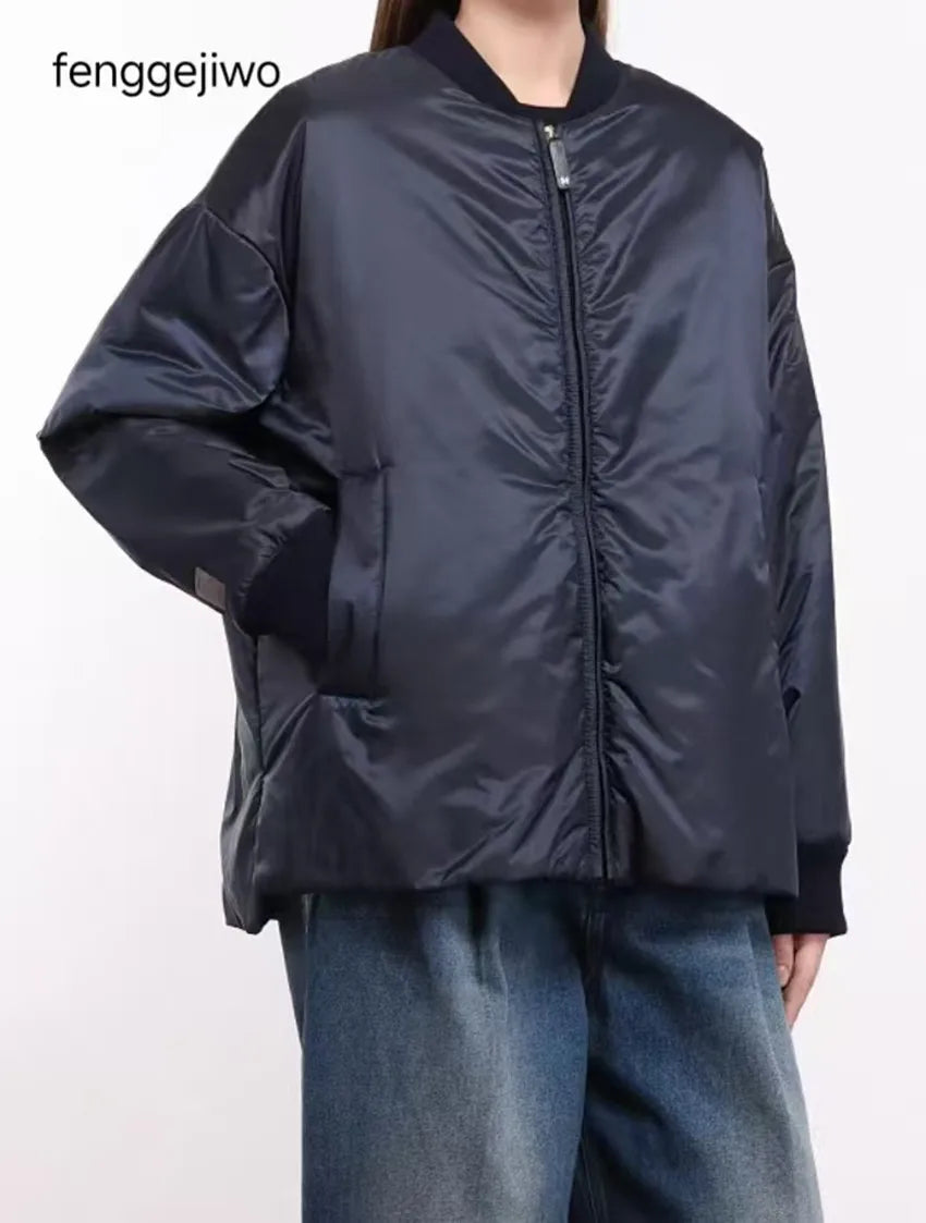 Fenggejiwo baseball jacketFLIGHT JACKET camel velvet silk jacket stand collar loose fit cotton jacket