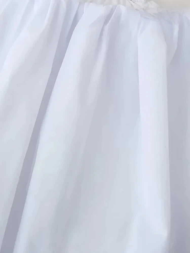 Mooyufon  Women's Balloon Mini Skirt, Mid Elastic Waist, Voluminous Hem, Female Skirts, Fashion