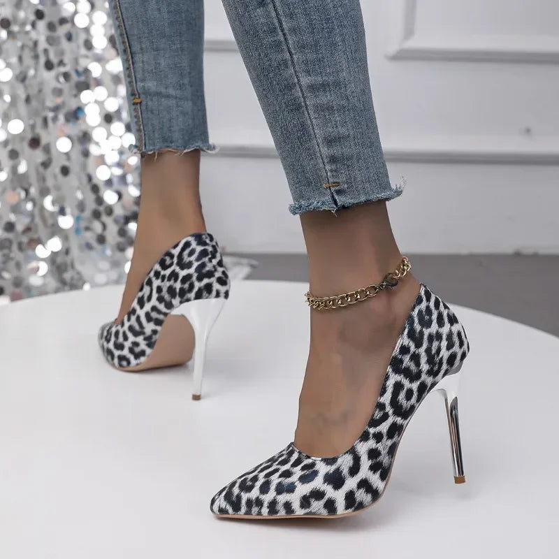 Fashion Women's Shoes Shallow Women's High Heels Hot Sale Leopard Print Party Pumps Women Sexy Pointed Toe Heels Women