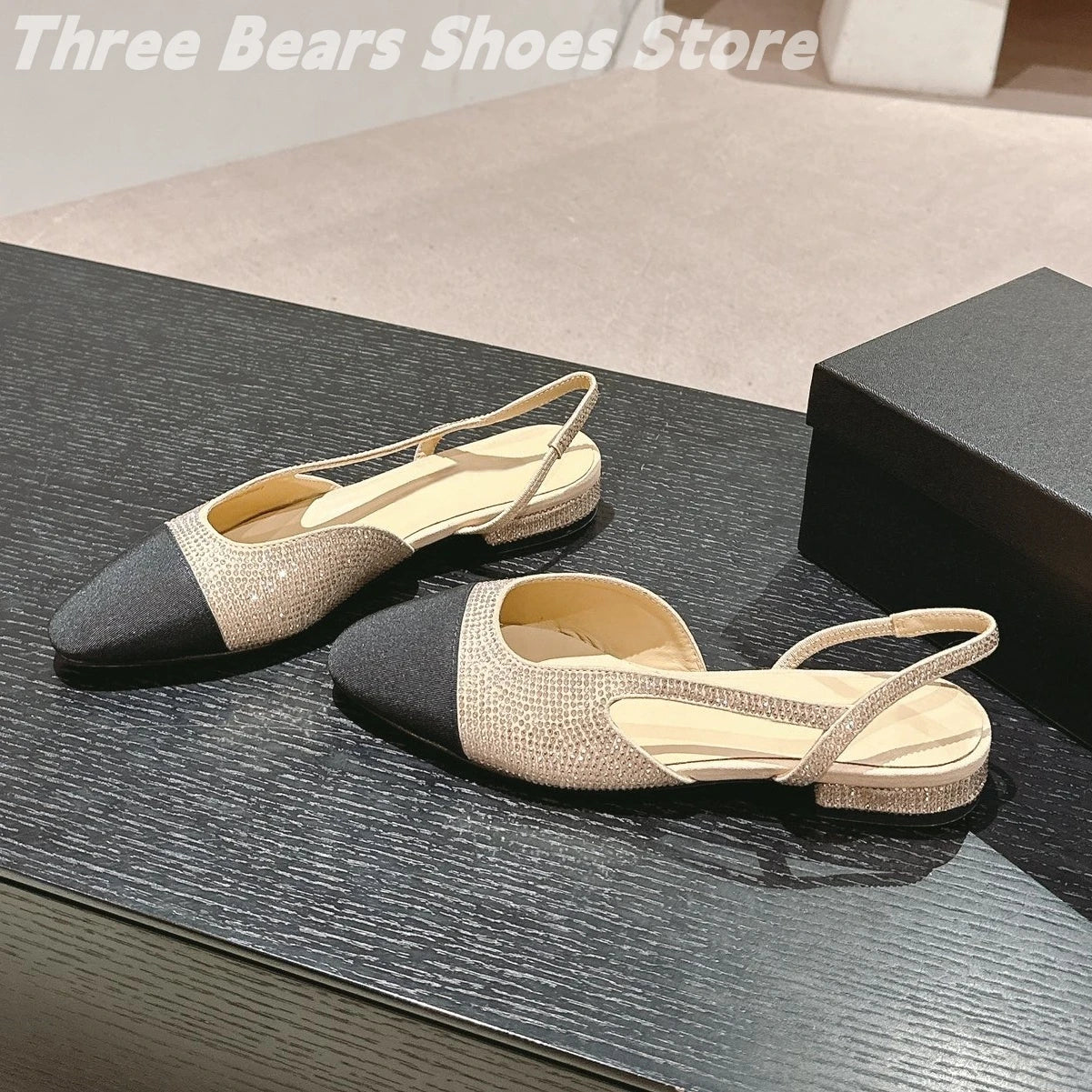 Crystal Mixed Colors Almond Shaped Toes Sling Back Zapatos Mujer Sheepskin Shallow Stiletto Heels Slip-on Woman Sandals 34-42