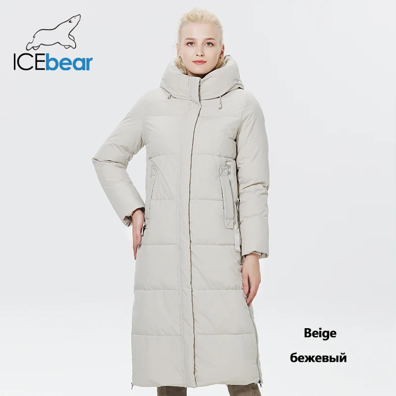 ICEbear-Women's Cotton Hooded Parkas, Long Cotton Coats, Windproof Clothes, Winter Jacket, New Fashion, 2023, GWD22580D