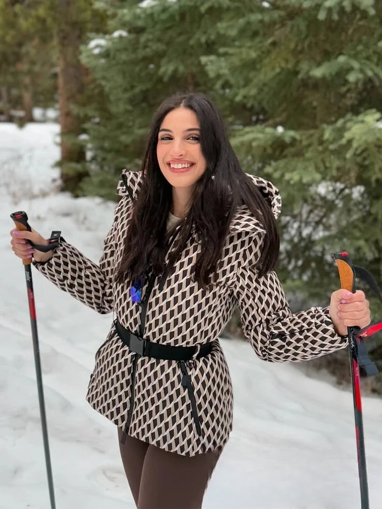 KONDALA Vintage Solid Women Oversized Jackets Zipper Sashes Hooded Pockets Thick Coats Fashion 2025 Autumn Winter Holiday Coats