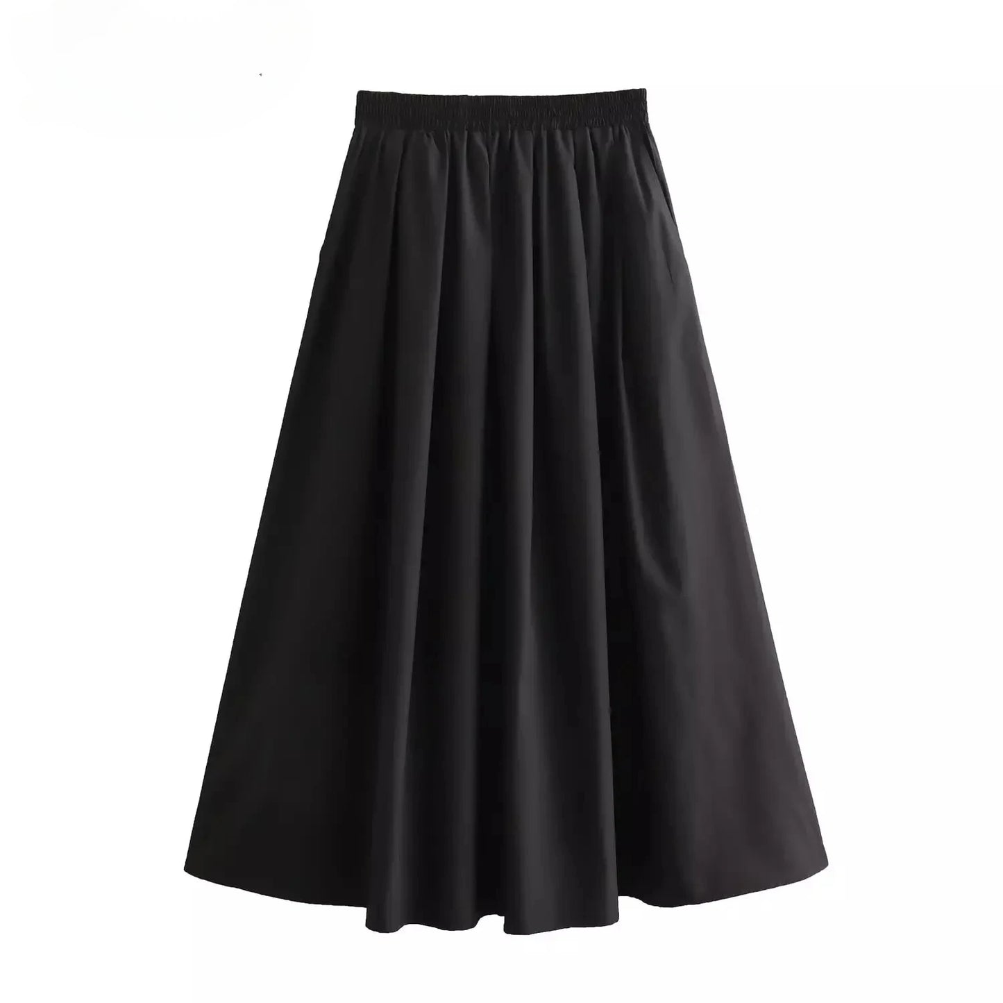 Mooyufon Women's Fashion Spring New Black Wide Pleated Swing Vintage Chic Female High Waist  Elegant A-line Long Skirt Mujer