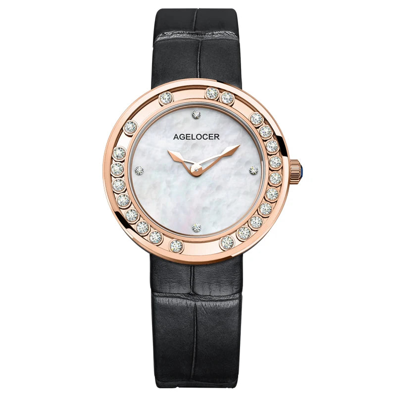 AGELOCER Original Baikal Watch Diamond Women's Quartz Luxury Diamond Watch Birthday Gift for Women