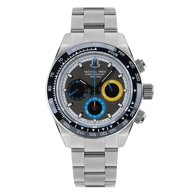 Tactical Frog VS75 Solar Chronograph Men Watch V2 41mm Quartz Movement Sapphire C3 Luminous 20Bar Waterproof Luxury Wrist Watch