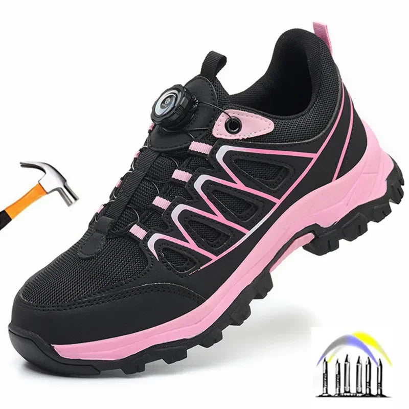 industrial safety tennis shoes for women lightweight work safety shoes steel toe work boots for women anti Puncture sneakers