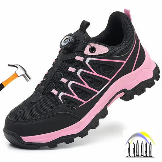 industrial safety tennis shoes for women lightweight work safety shoes steel toe work boots for women anti Puncture sneakers