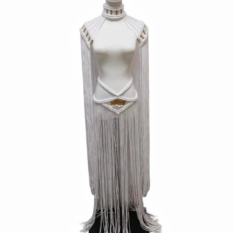 Tassel Hand Crochet Knitted Women Bikini Cover Ups 2023 Summer Holiday Beach Bathing Suit Sexy Hollow Out Skirts Matching Set