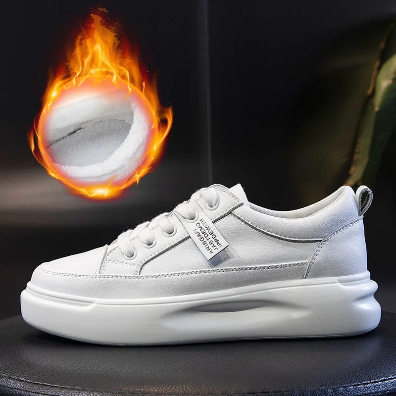 Leather white shoes 2024 spring and summer new single shoes thick sole women's shoes flat shoes casual shoes women's board shoes