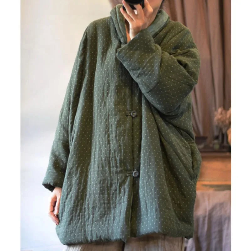 Johnature 2025 Winter Woman New Original Washing Single Breasted Cotton Clothing Long Sleeves Vintage Casual Cotton Clothing