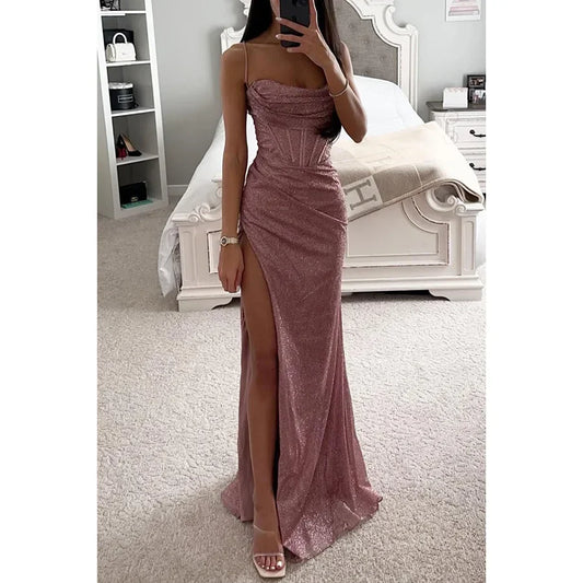 Fashionable Long Dress New Style Party Casual Loose Slit Women's Dress Elegant Evening Gown Wedding Important Occasions