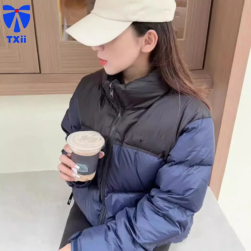 TXii New High Quality Face 1996  Down Jacket Winter Warmth And Windproof 700 Thick Color Matching  Goose Down Bread Jacket