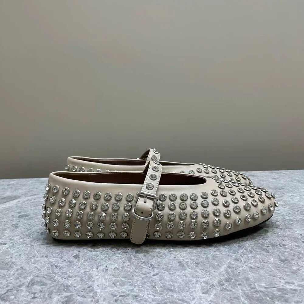 2025 Spring and Autumn Women's New Top Quality Genuine Leather Diamond Casual Shoes